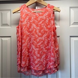 Cristina B Women’s Leaf Print Round Neck Sleeveless Tunic Tank Size S